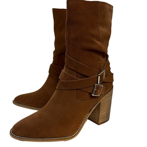 Chelsea & Violet Vicki Suede Buckle Strap Ankle Boots Size 10 - NWOT